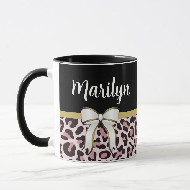 Posh Girly Pink Leopard Print Girly Girl  Mug (Left)