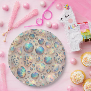 Posh Glam Opal Leopard Print Paper Plates