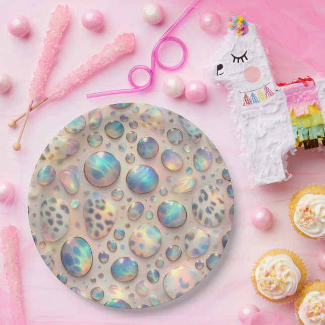 Posh Glam Opal Leopard Print Paper Plates (Party)