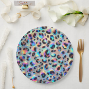 Posh Glam Opal Leopard Print Paper Plates
