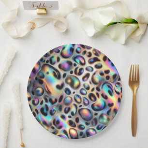 Posh Glam Opal Leopard Print Paper Plates