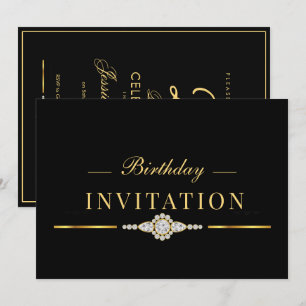 Posh Glamour Gold 25th Birthday Invitation