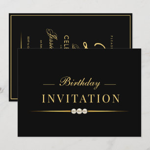 Posh Glamour Gold 25th Birthday Invitation
