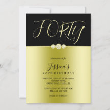 Posh Gold & Black Elegant Diamonds 40th Birthday