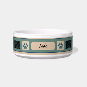 Posh Jade Personalised Pet Bowl with Ocean Paws