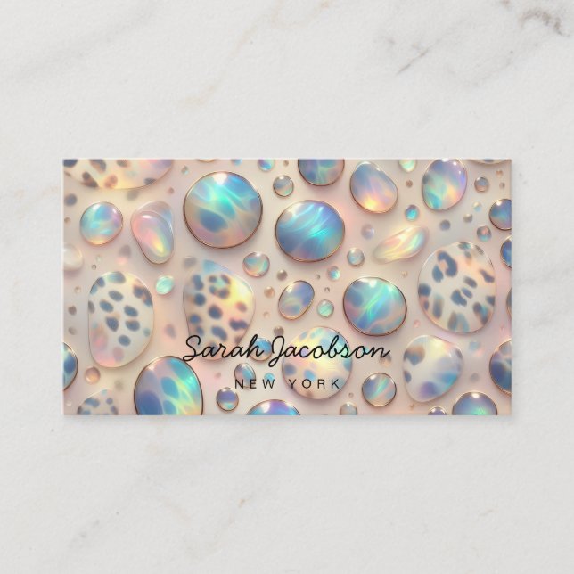 Posh Luxury Opal Iridescent Style Business Card (Front)