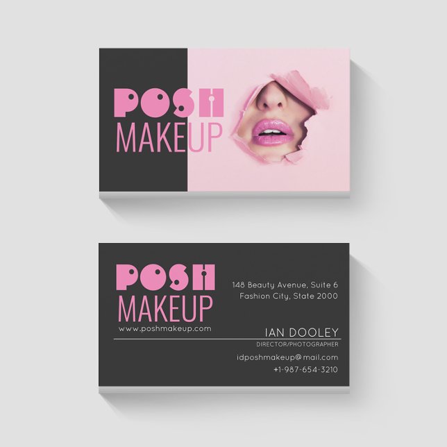 Posh Make Up Black/Pink Business Card (Creator Uploaded)