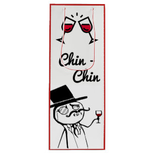 Posh Man With Top Hat Wine Toast Chin Chin Wine Gift Bag