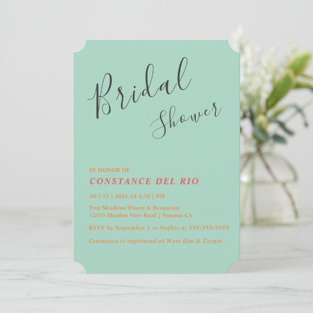 Posh Minimal Bridal Shower Invitation (Standing Front)