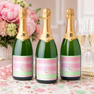 Posh Pastel Pink and Mint Green Sparkling Wine Label