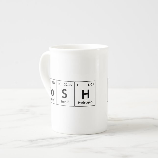 PoSH Periodic Table Elements Word Chemistry Symbol Bone China Mug (Front Left)