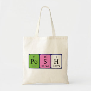 Posh periodic table name tote bag