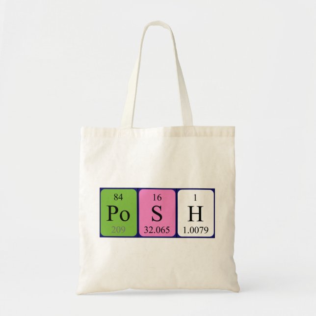 Posh periodic table name tote bag (Front)