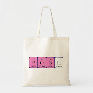 Posh periodic table name tote bag