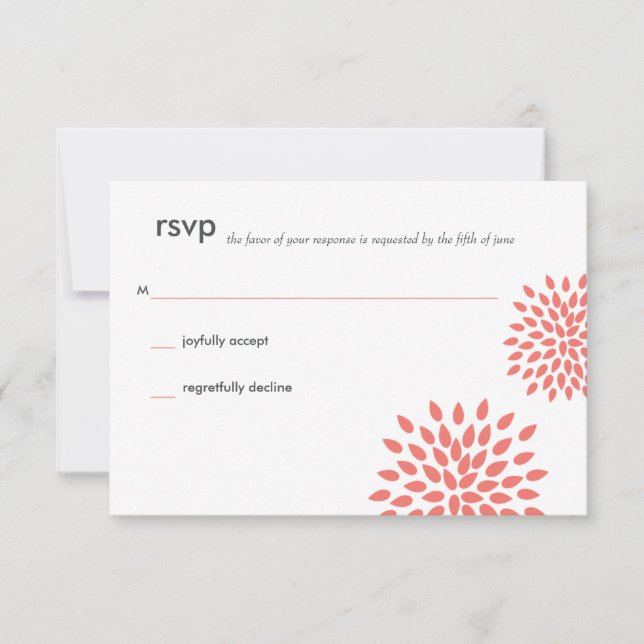 Posh Petals | Coral | RSVP Card (Front)