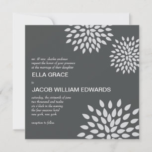 Posh Petals   Silver   Wedding Invitation