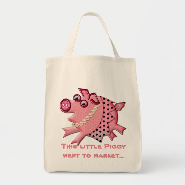 Posh Piggy Goes Shopping (Personalised) Tote Bag (Front)