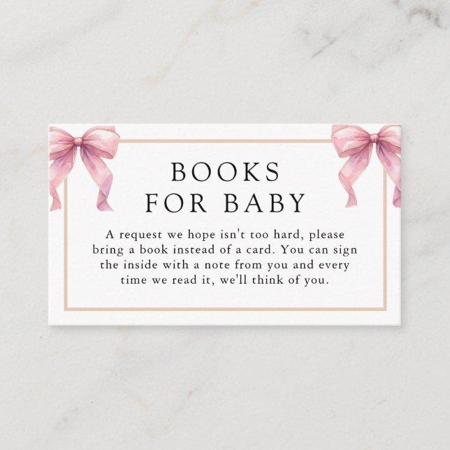 Posh Pink Coquette Bow Baby Shower Enclosure Card (Front)