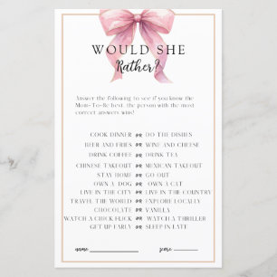 Posh Pink Coquette Bow Baby Shower Game