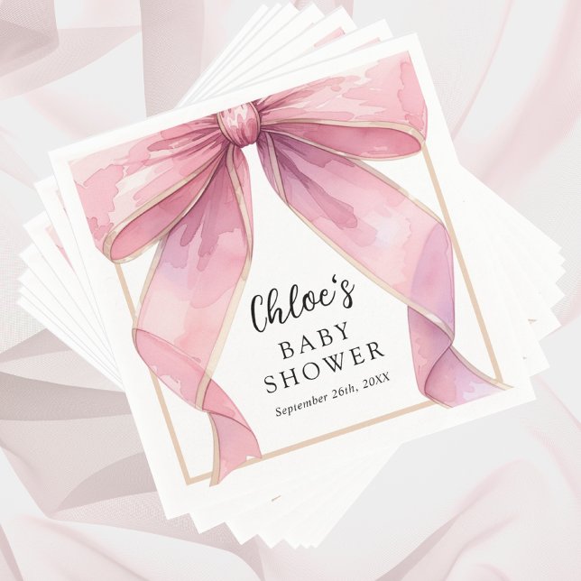 Posh Pink Coquette Bow Baby Shower Napkin (Creator Uploaded)
