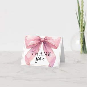 Posh Pink Coquette Bow Baby Shower Thank You Card