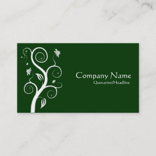Posh Plant - White on Dark Green 003300 Business Card