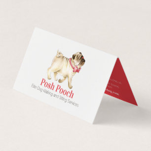 Posh pooch cute pug dog walking services business card