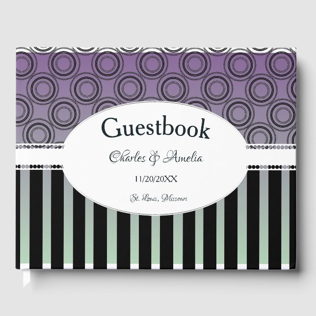 Posh Purple and Green Wedding Day Guestbook (Front)