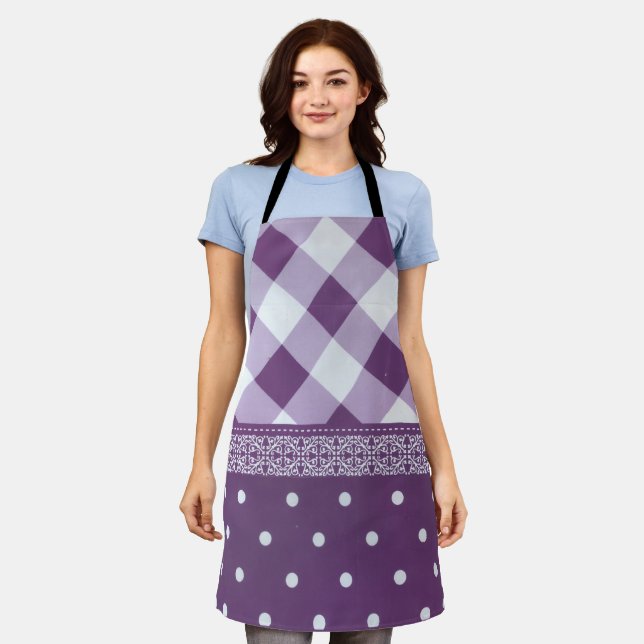 Posh Purple Tartan Plaid  Apron (Worn)