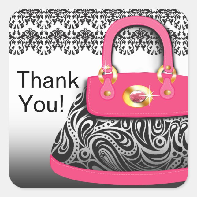 Posh Purse Thank You Square Sticker (Front)