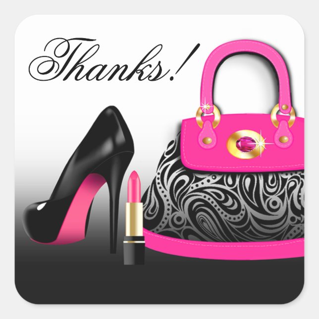 Posh Purse Thank You Square Sticker (Front)