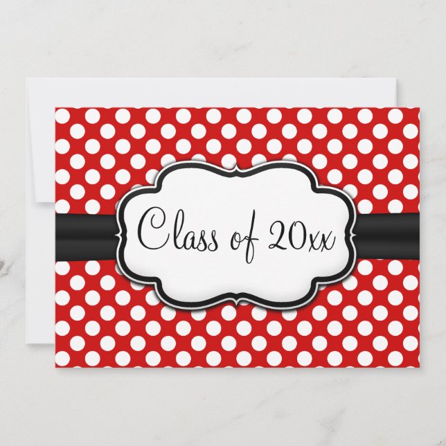 Posh Red Polka Dot Graduation Invitation (Front)