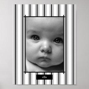 Posh Stripes Personalized Photo Mat - Vertical - Poster