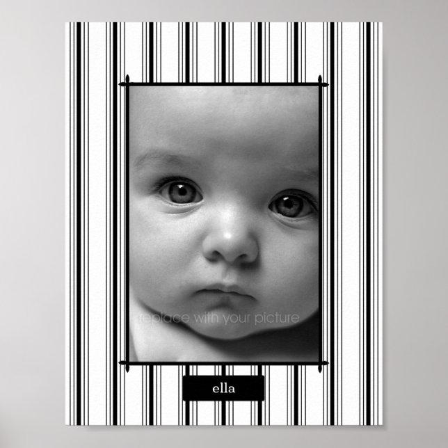 Posh Stripes Personalized Photo Mat - Vertical - Poster (Front)