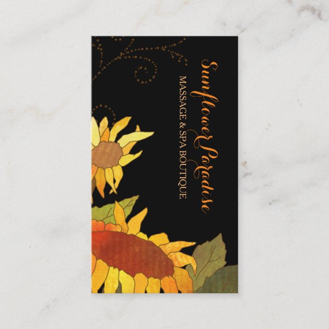 Posh Sunflowers Spa Boutique Business Cards (Front)