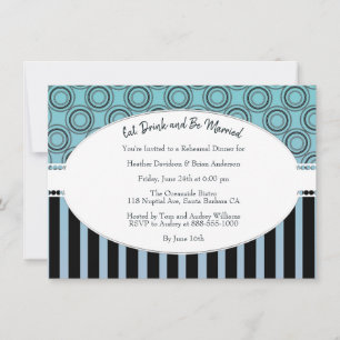 Posh Teal and Blue Rehearsal Dinner Invite