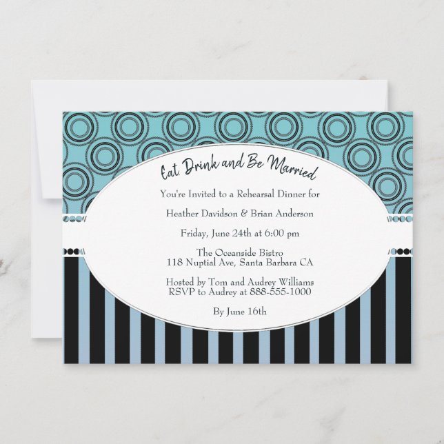 Posh Teal and Blue Rehearsal Dinner Invite (Front)