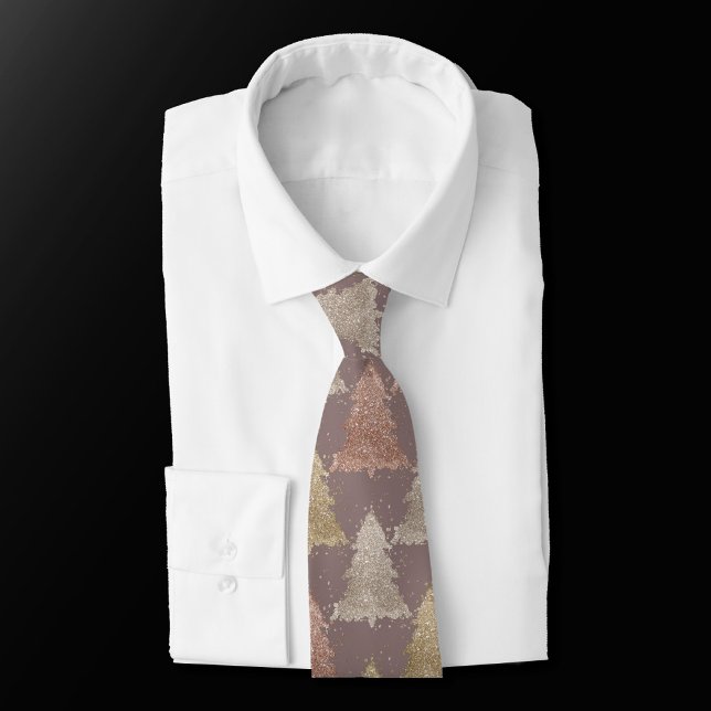 Posh Tree Pattern | Champagne Taupe Christmas Tie (Creator Uploaded)