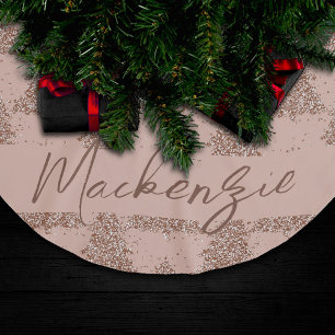 Posh Tree Pattern   Glam Rose Gold Blush Custom Brushed Polyester Tree Skirt