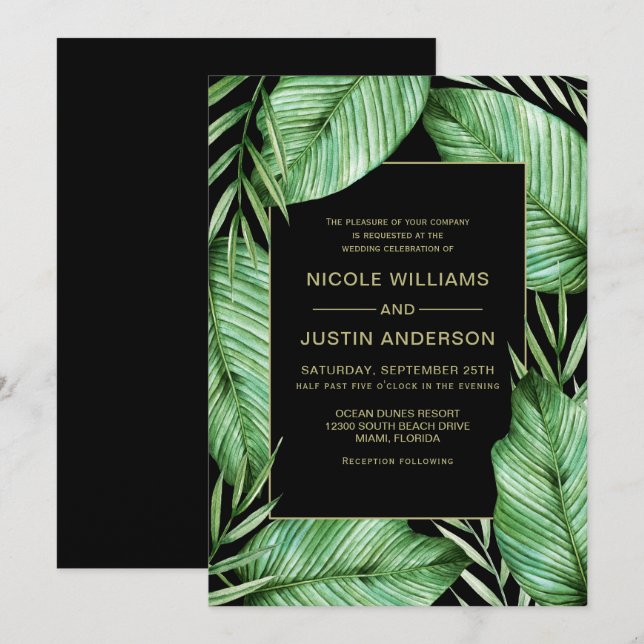 Posh Tropical Vibe Wedding Invitation (Front/Back)