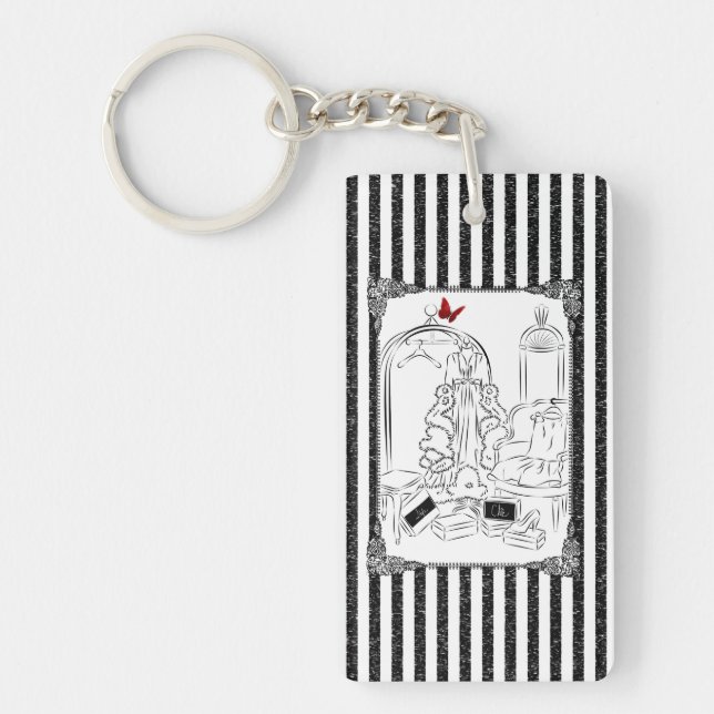 Posh Wardrobe Striped Room Key Ring (Front)