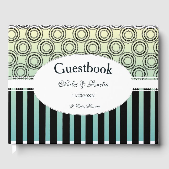 Posh Yellow and Teal Wedding Day Guestbook (Front)