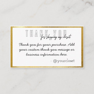 Poshmark gold border thank you card