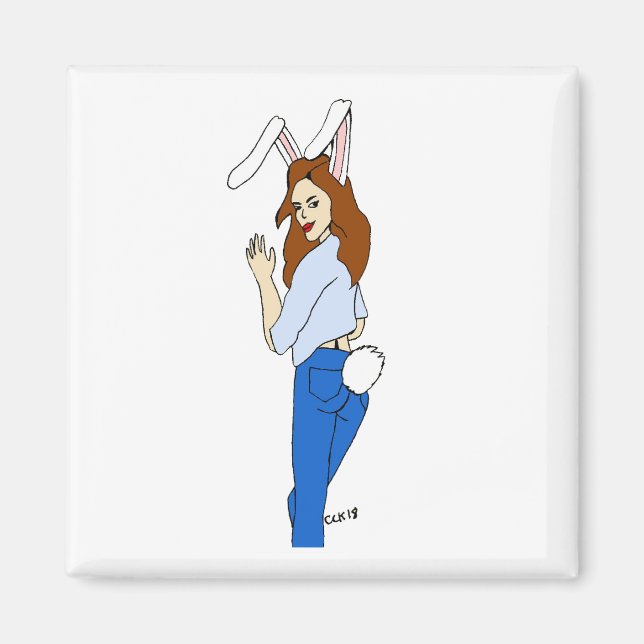posing bunnygirl magnet (Front)