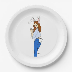 posing bunnygirl paper plate