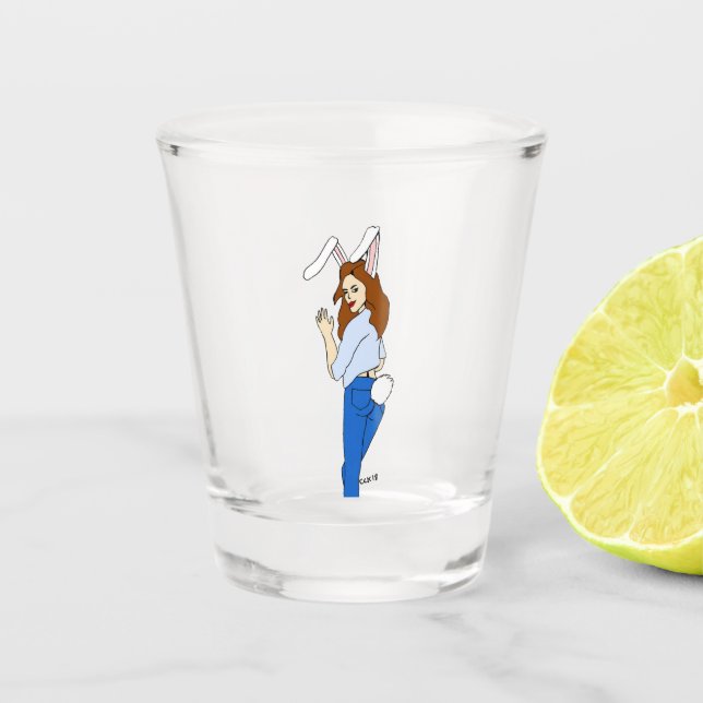posing bunnygirl shot glass (Front)