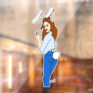 posing bunnygirl window cling