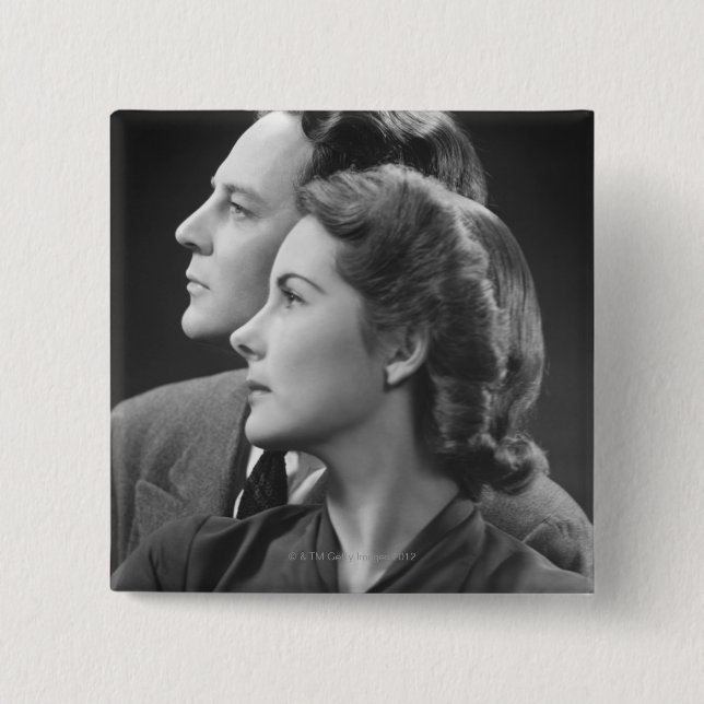 Posing Couple 15 Cm Square Badge (Front)