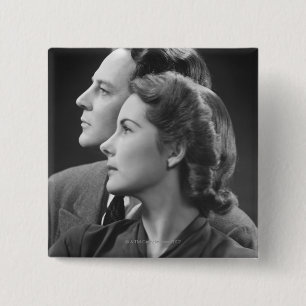 Posing Couple 15 Cm Square Badge
