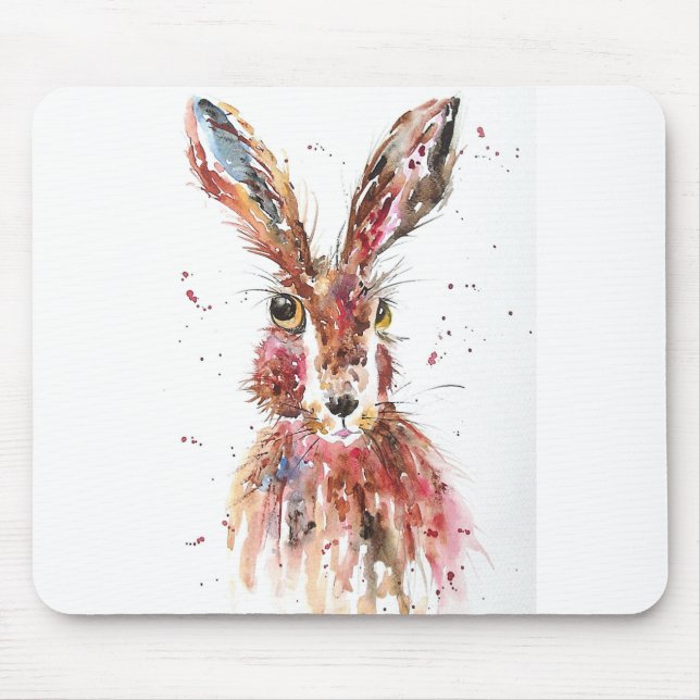 Posing Hare Mouse Mat (Front)